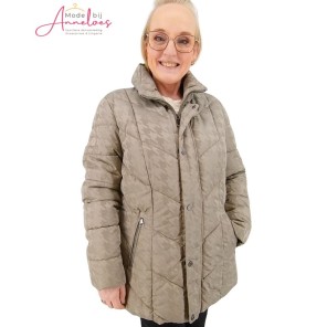 Barbara Lebek winterjas houndtooth Taupe